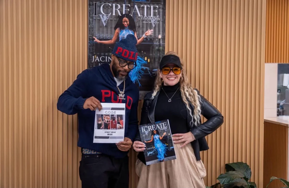 Attendees celebrate together at a magazine gathering